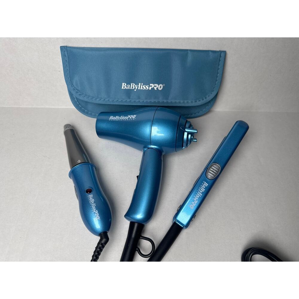 BABYLISS PRO HOLIDAY BOX NANO TRAVEL DRYER MINI CURLING IRON 1/2 TRAVEL IRON